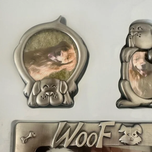 Dog Frames Set of 3 Metal Silver WOOF A House is not a Home Without A Dog - Picture 2 of 8